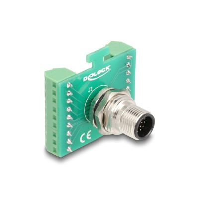 Delock M12 Transfer Module Adapter A-coded 17 pin male to 18 pin terminal block for installation