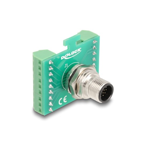 Delock M12 Transfer Module Adapter A-coded 17 pin male to 18 pin terminal block for installation