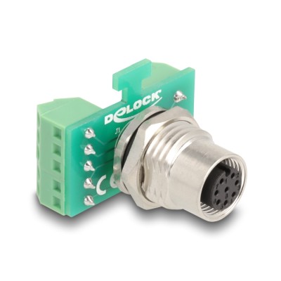 Delock M12 Transfer Module Adapter A-coded 8 pin female to 9 pin terminal block for installation