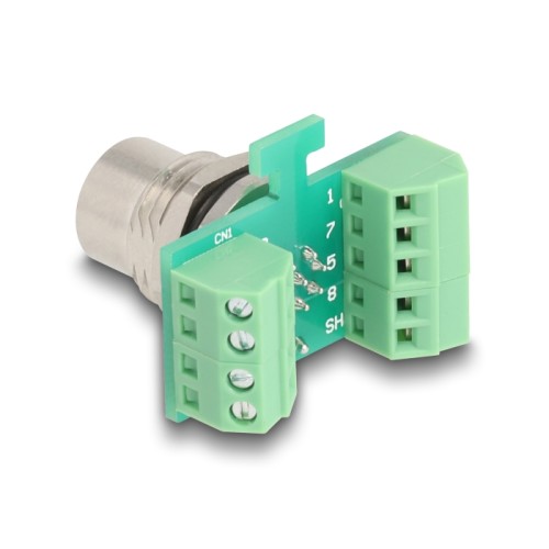 Delock M12 Transfer Module Adapter A-coded 8 pin female to 9 pin terminal block for installation
