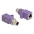 Delock M12 Adapter D-coded 4 pin male to RJ45 jack Cat.5e with mounting hole straight violet