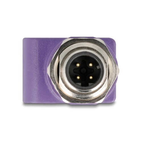 Delock M12 Adapter D-coded 4 pin male to RJ45 jack Cat.5e with mounting hole straight violet