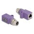 Delock M12 Adapter D-coded 4 pin female to RJ45 jack Cat.5e with mounting hole straight violet