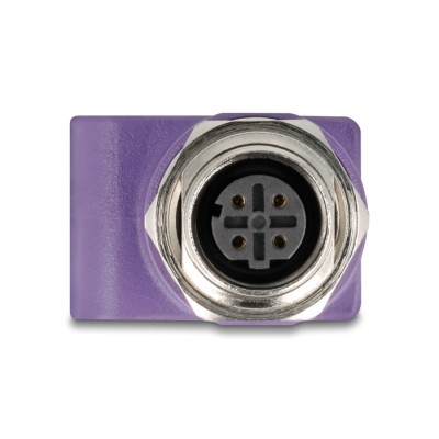Delock M12 Adapter D-coded 4 pin female to RJ45 jack Cat.5e with mounting hole straight violet 2