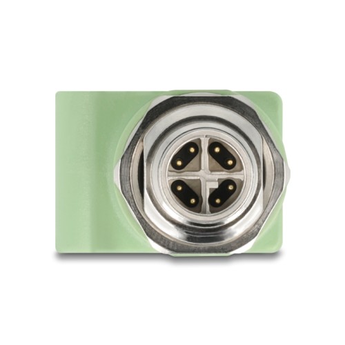 Delock M12 Adapter X-coded 8 pin male to RJ45 jack Cat.5e with mounting hole straight green