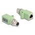 Delock M12 Adapter X-coded 8 pin female to RJ45 jack Cat.5e with mounting hole straight green