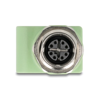 Delock M12 Adapter X-coded 8 pin female to RJ45 jack Cat.5e with mounting hole straight green 2