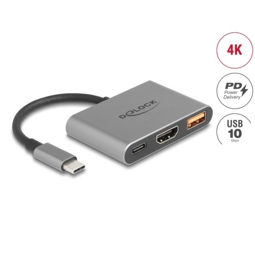 Delock USB Type-C™ Adapter to HDMI 4K 30 Hz with USB Type-A and USB Type-C™ PD 2.0 90 W