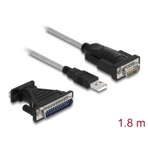 Delock Adapter USB 2.0 Type-A to 1 x Serial RS-232 D-Sub 9 + Adapter D-Sub 25