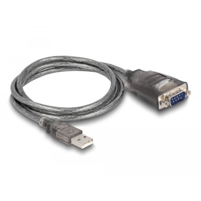Delock Adapter USB 2.0 Type-A to 1 x Serial RS-232 D-Sub 9 pin male with nuts with 3 x LED 1 m 2