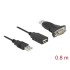 Delock Adapter USB 2.0 Type-A to 1 x Serial RS-232 D-Sub 9 pin male with nuts