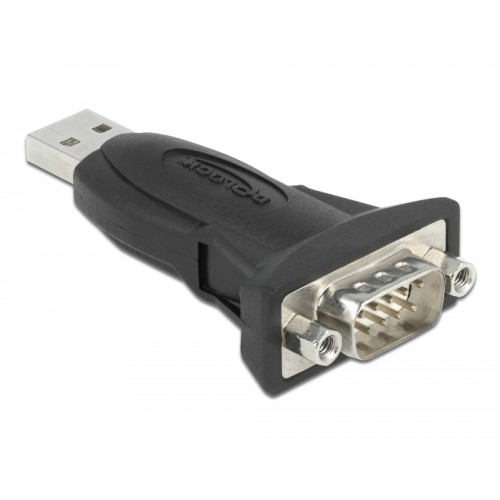Delock Adapter USB 2.0 Type-A to 1 x Serial RS-232 D-Sub 9 pin male with nuts