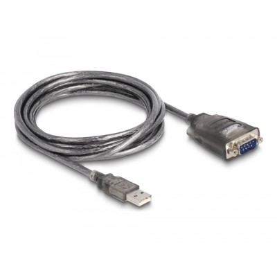 Delock Adapter USB 2.0 Type-A to 1 x Serial RS-232 D-Sub 9 pin male with nuts with 3 x LED 3 m 2