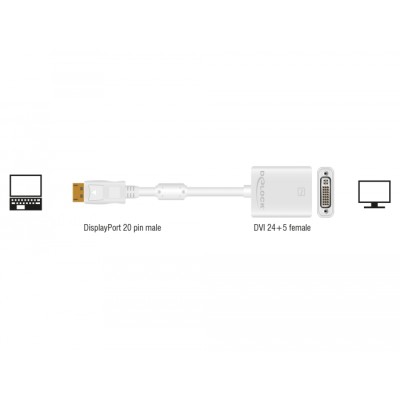 Adapter DisplayPort 1.1 male-DVI female Passive white 2