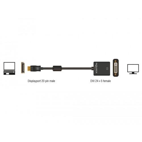 Delock Adapter DisplayPort 1.1 male  DVI female Passive black