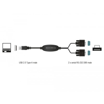 Delock Adapter USB 2.0 Type-A  2 x Serial DB9 RS-232 2