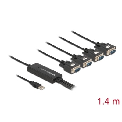 Delock Adapter USB 2.0 Type-A male  4 x Serial RS-232 DB9 male