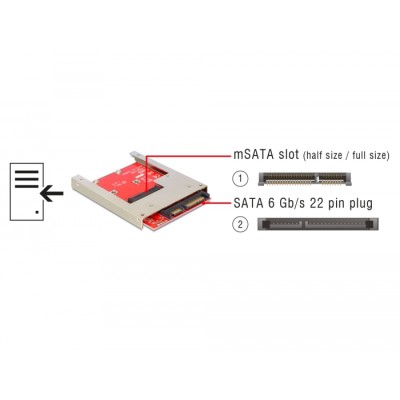 Delock 2.5″ Converter SATA 22 pin > 1 x mSATA - 9.5 mm 2