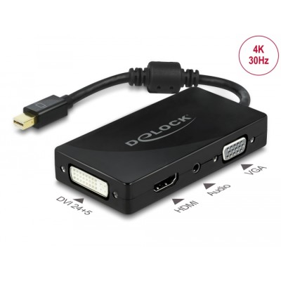 Delock Mini DisplayPort 1.2 Adapter to VGA / HDMI / DVI / Audio female 4K Passive black