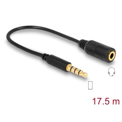 Delock Cable Stereo jack 3.5 mm 4 pin  Stereo plug 3.5 mm 4 pin (changes the pin assignment)