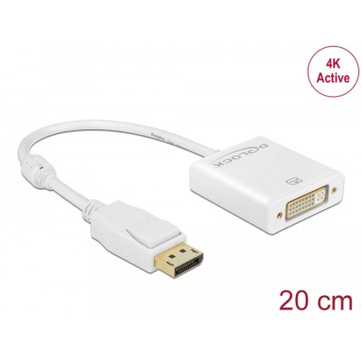 Delock Adapter DisplayPort 1.2 male  DVI female 4K Active white