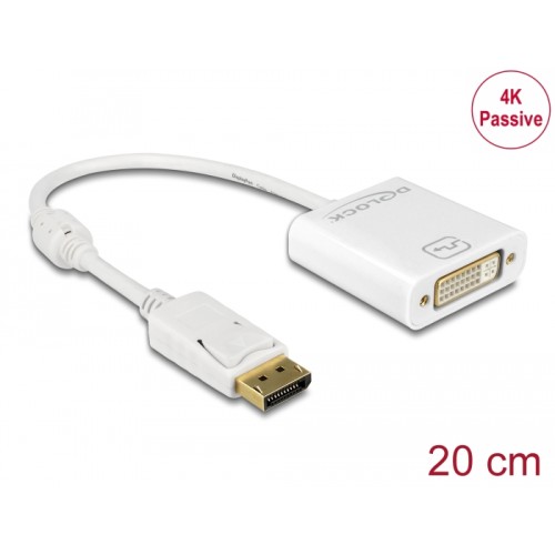 Delock Adapter DisplayPort 1.2 male  DVI female 4K Passive white