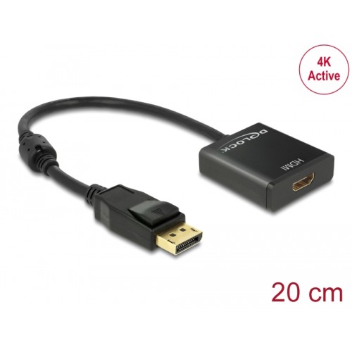 Delock Adapter DisplayPort 1.2 male  HDMI female 4K Active black