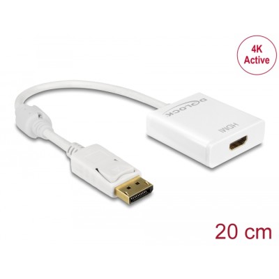 Delock Adapter DisplayPort 1.2 male > HDMI female 4K Active white