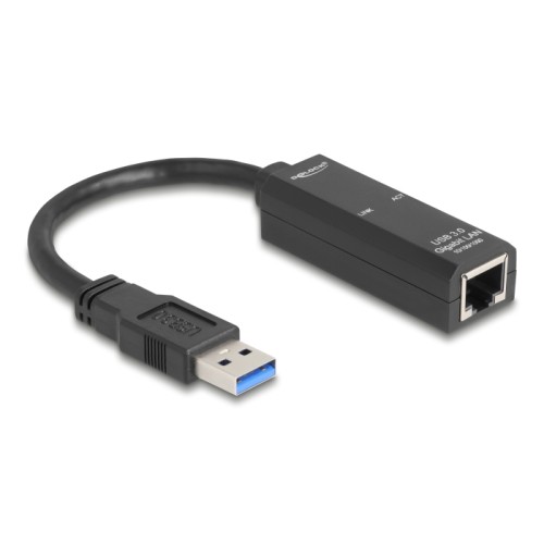 Delock USB Type-A Network Adapter Gigabit LAN 1 x RJ45 black