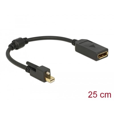 Delock Adapter mini DisplayPort 1.2 male with screw  DisplayPort female 4K black