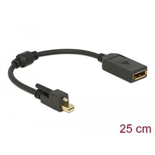 Delock Adapter mini DisplayPort 1.2 male with screw  DisplayPort female 4K black