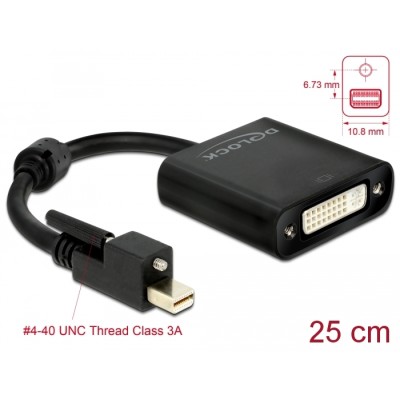 Delock Adapter mini DisplayPort 1.2 male with screw > DVI female 4K Active black