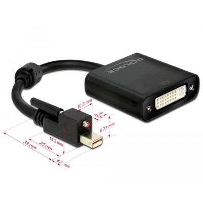 Delock Adapter mini DisplayPort 1.2 male with screw > DVI female 4K Active black 2