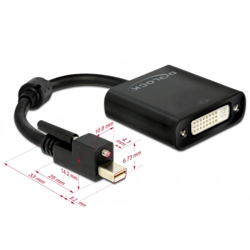 Delock Adapter mini DisplayPort 1.2 male with screw  DVI female 4K Active black