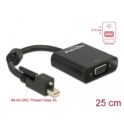 Delock Adapter mini DisplayPort 1.2 male with screw  VGA female black