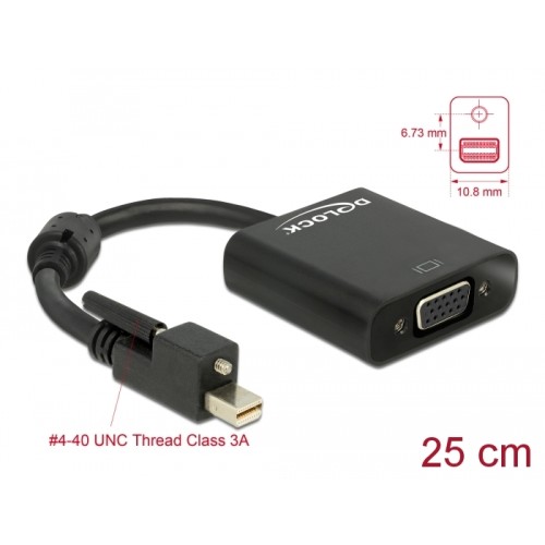 Delock Adapter mini DisplayPort 1.2 male with screw > VGA female black
