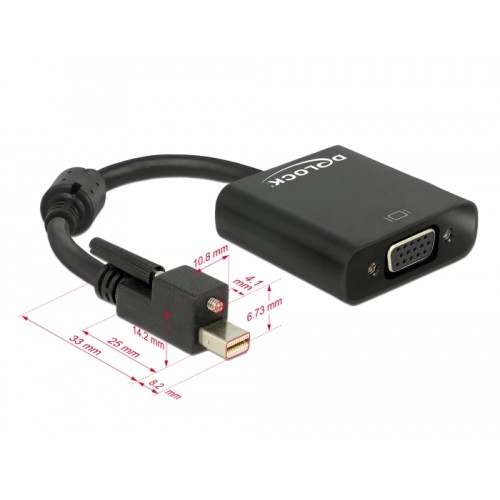 Delock Adapter mini DisplayPort 1.2 male with screw > VGA female black