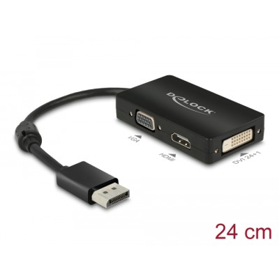 Delock Adapter DisplayPort 1.1 male  VGA / HDMI / DVI female Passive black