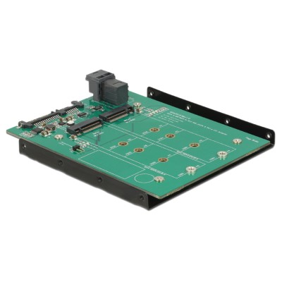 Delock 3.5″ Converter SATA 22 pin / SFF-8643 NVMe  1 x M.2 Key M + 1 x M.2 Key B 2