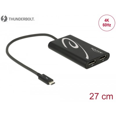 Delock Adapter Thunderbolt™ 3 male > 2 x DisplayPort female 4K 60 Hz