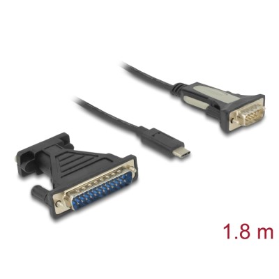 Delock Adapter USB Type-C™  1 x Serial DB9 RS-232 + Adapter DB25