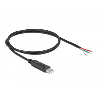 Delock Adapter cable USB 2.0 Type-A to Serial RS-232 with 3 open wires 1 m 2