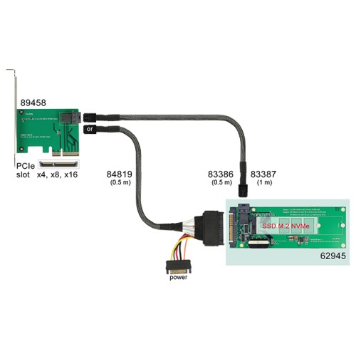 Delock Converter U.2 SFF-8639 / SFF-8643 NVMe  1 x M.2 Key M