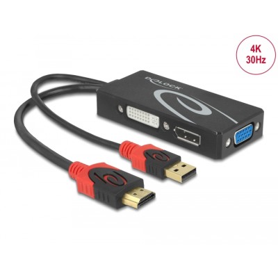 Delock Adapter HDMI male  DVI / VGA / DisplayPort female 4K black