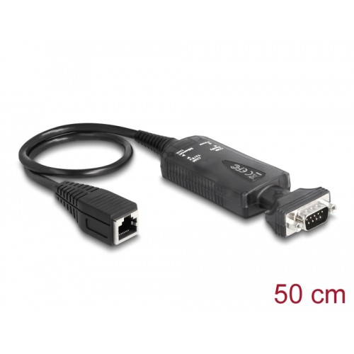 Delock Converter Ethernet LAN RJ45 10/100 Mbps jack to serial RS-232 DB9 male with nuts