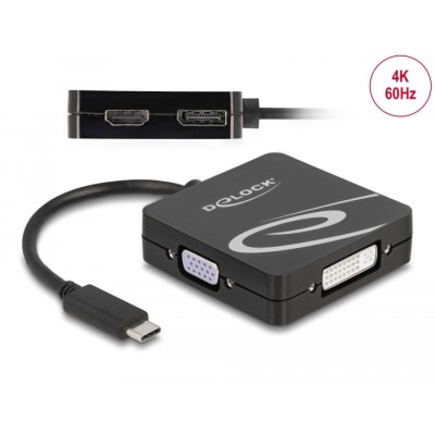 Delock USB Type-C™ adapter for a VGA, DVI, HDMI or DisplayPort monitor