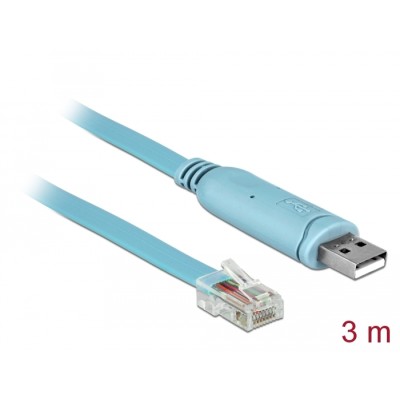 Delock Adapter USB 2.0 Type-A male  1 x Serial RS-232 RJ45 male 3.0 m blue