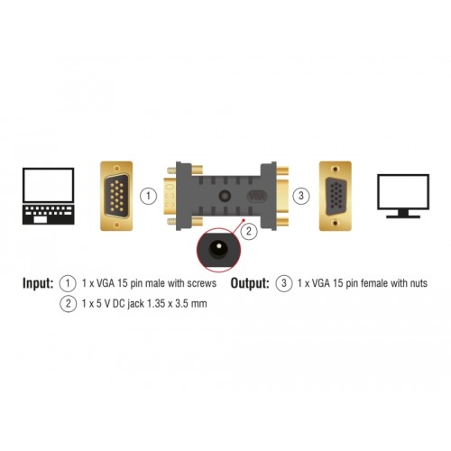 Delock Adapter VGA male > VGA female EDID Emulator