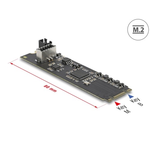 Delock Converter M.2 Key B+M male to 1 x internal USB 10 Gbps Type-E Key A 20 pin female