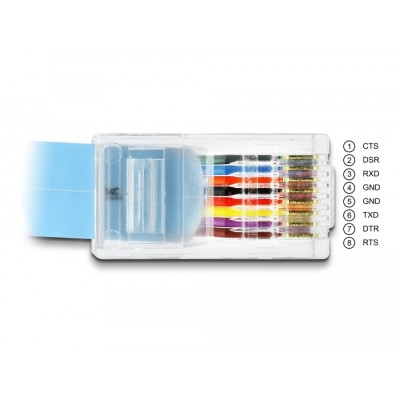 Delock Adapter RS-232 DB9 male to 1 x Serial RS-232 RJ45 male 1 m 2